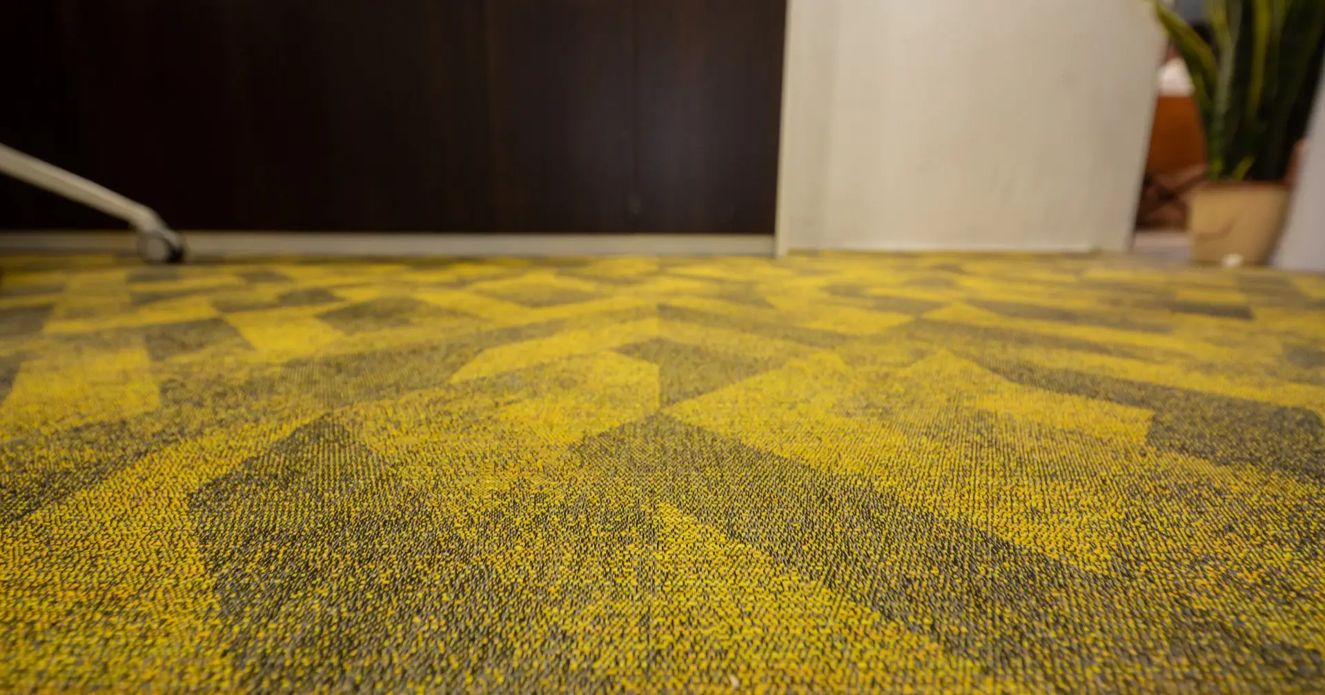 Woven vinyl modular flooring in a commercial interior